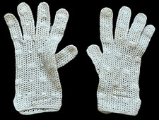 Vintage womens handmade dressy CROCHET lace gloves fancy short white