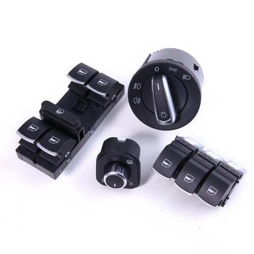 Chrome Headlight Mirror Window Switch Kit For VW Jetta Golf GTI MK5 6 Tiguan - Picture 3 of 4