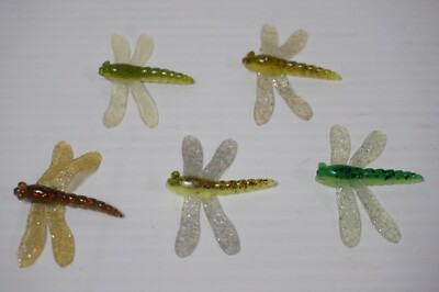 50 - 2'' Dragonfly Plastic Panfish Fishing Tackle Bait - Multiple Colors 