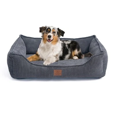 WARENHAMMER Orthopädisches Premium Hundebett, flauschig weich, abnehmbar/waschbar Cord