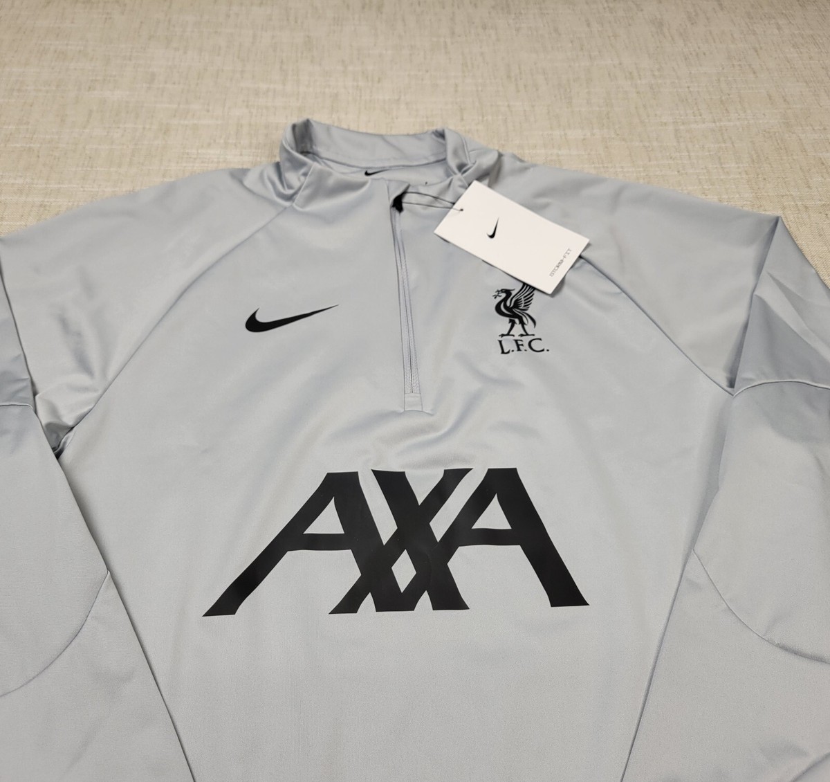 NIKE Liverpool FC Strike 1/4 Zip Drill Top Small Mens Wolf Gray