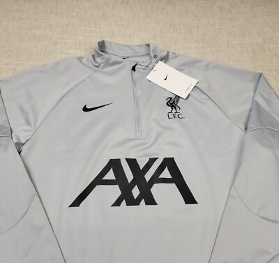 NIKE Liverpool FC Strike 1/4 Zip Drill Top Small Mens Wolf Gray