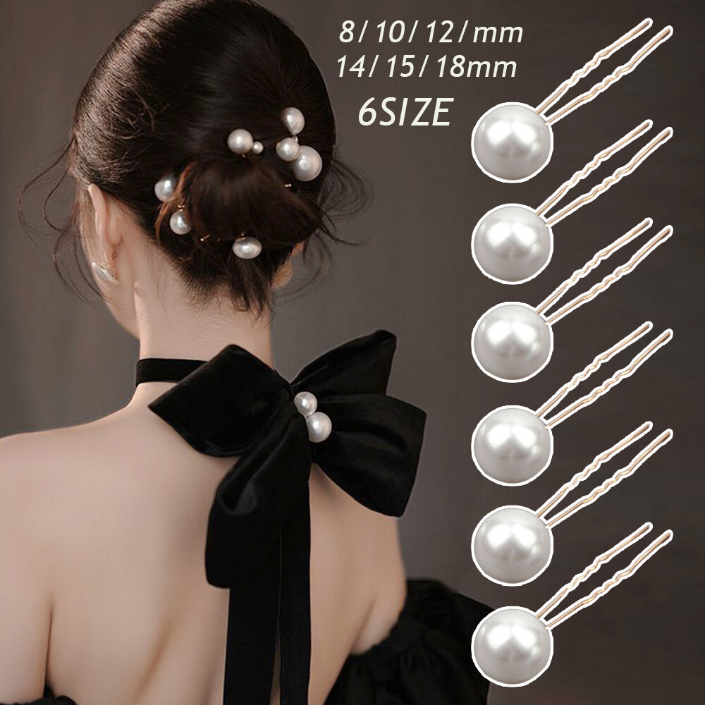 18Pcs Elegant Pearl U-Shaped Bridal Hairpins Metal Hair Clips Wedding Headpiece  