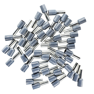 50 Aderendhülsen 4mm² isoliert Aderhülsen 4 mm2 Kabelhülsen mit Kragen grau