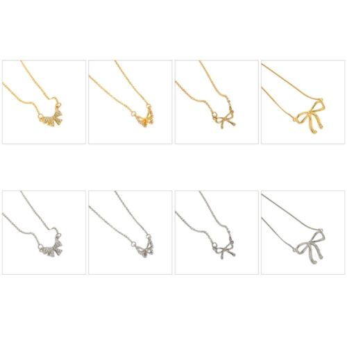 Elegant Bowknot Pendant Necklace Mini Bow Clavicle Chain Jewelry for Women Girls - Afbeelding 1 van 16