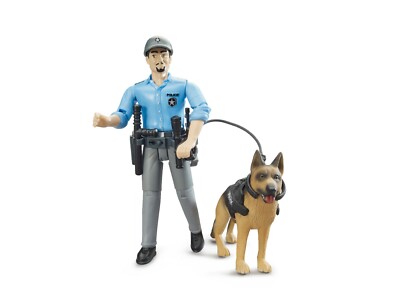 BRUDER  62150 bworld Polizist mit Hund,  NEU & OVP