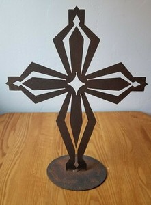 Metal Garden Sculpture Rusted Steel Outdoor Cross Decoration 19 Ebay