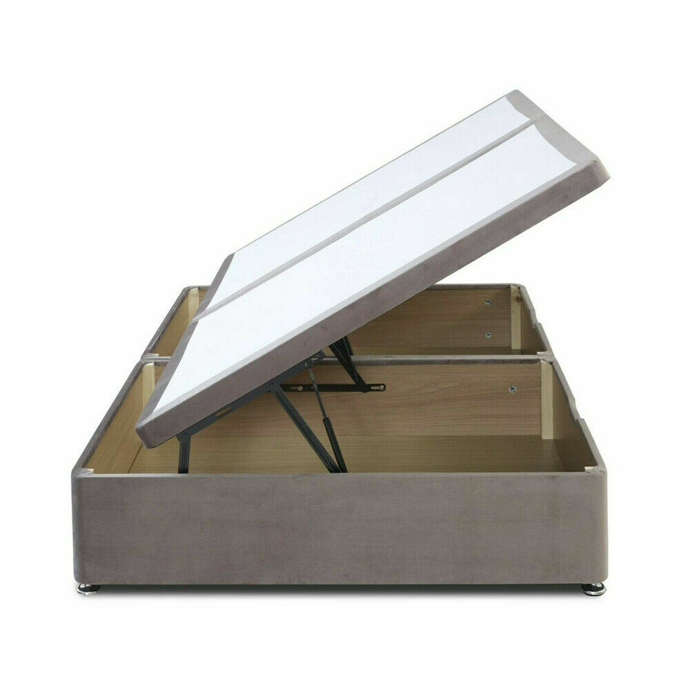 Side Lift Ottoman Bed Double Bed Frame With Under Bed Storage | Grey Bed Frame With Storage Underneath 4FT6 135 x 190cm (Double, No Mattress) 27 Linen Upholstered Gas Lift Linoso Divan Ottoman Storage Bed Frame Base
