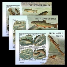 Fresh Water Fishes MNH Stamps 2023 Liberia M/S + 2 S/S