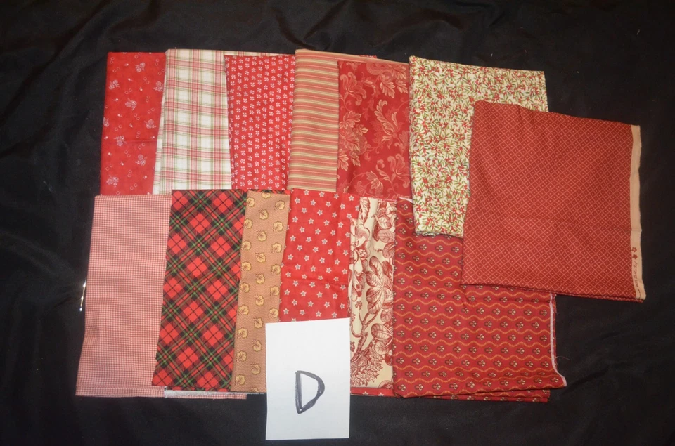Cotton Fabric Lot Fabrics by weight Some Designer RED CREAM 2 LB 6 OZ LOT D - Image 2 of 4