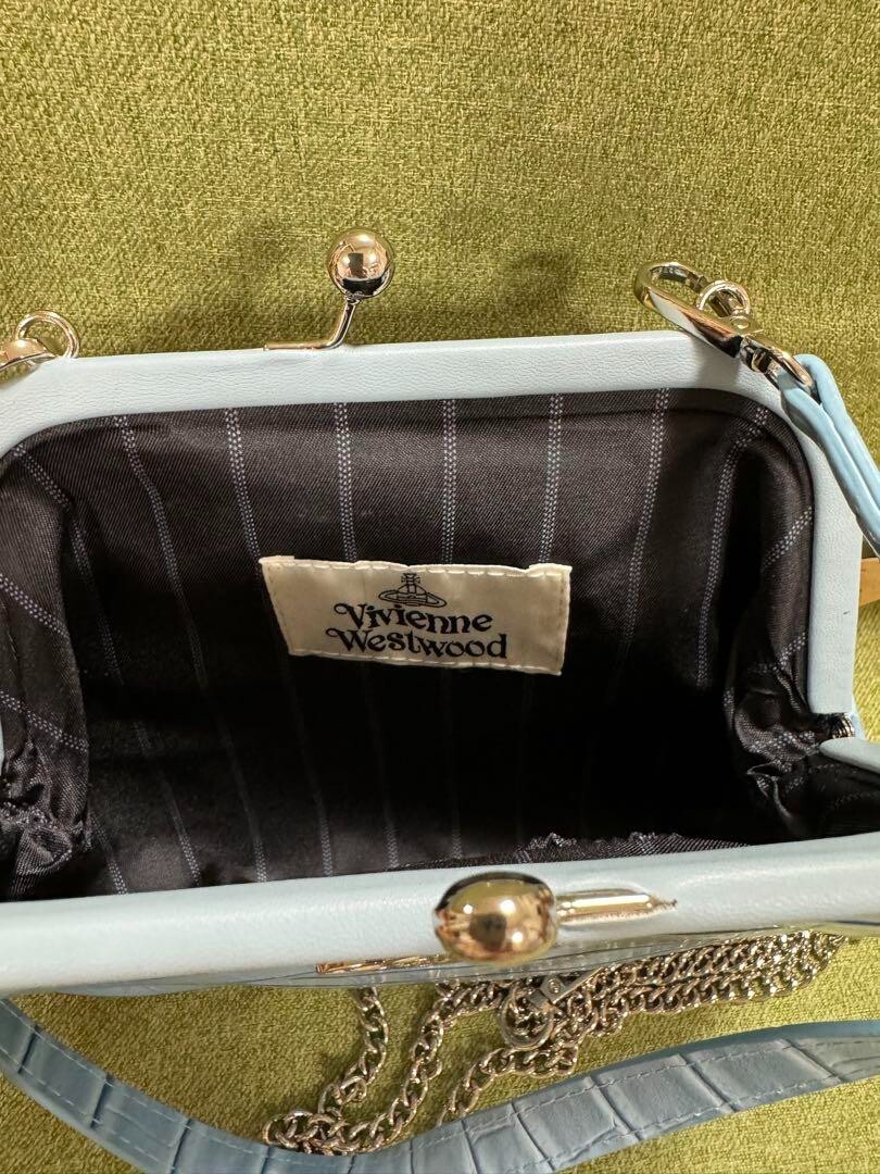 Vivienne Westwood EMMA Shoulder bag Purse Blue Gold Chain