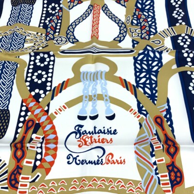 【HERMES】\"Fantaisie d'Etriers\" Grace Silk headband HERMES】Fantaisie d'Etriers Grace Silk headband
