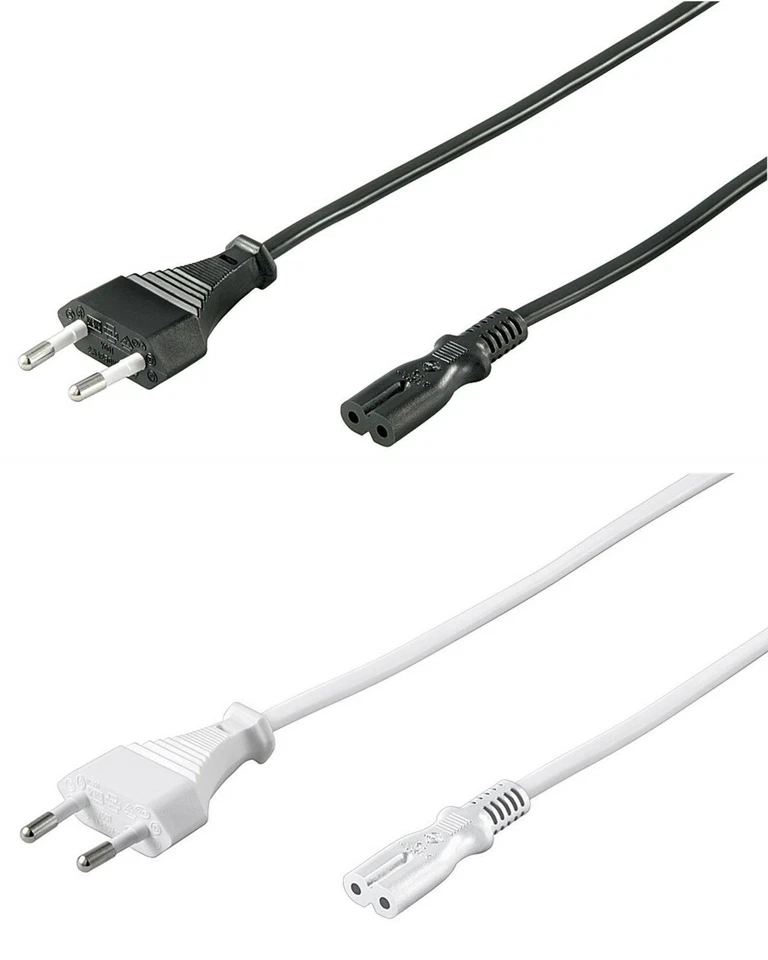 GOOBAY 0,5 - 10 m Euro-Netzkabel TV CEE7/16 Stecker IEC 320-C7 Doppelnut Geräte 16061