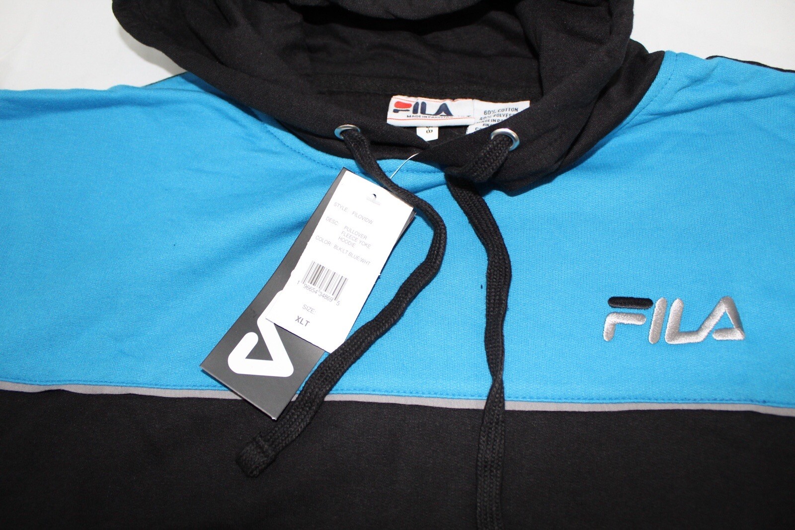 Felpa con cappuccio Fila uomo grande e alto classico pullover pile logo XLT