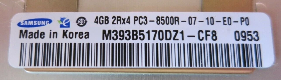 Samsung M393B5170DZ1-CF8 4GB PC3-8500 DDR3-1066MHz ECC CL7 240-Pin Memory - Image 3 of 3