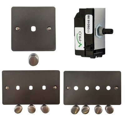 G&H Flat Pewter Dimmer Platten & Module LED Halogen Vpro Vcom