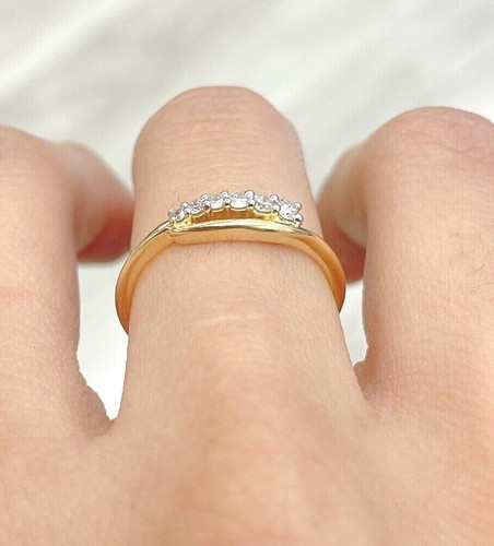 DEAL! 0.20CT Natural Genuine Graduated Diamond Wedding Band Ring 14K Gold - Picture 7 of 10