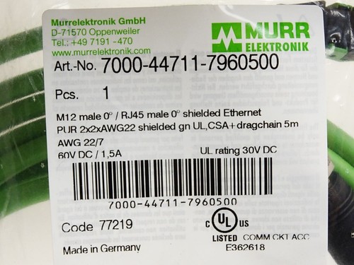 Murr Elektronik Kabel 7000-44711-7960500 / Neu OVP - Bild 2 von 2
