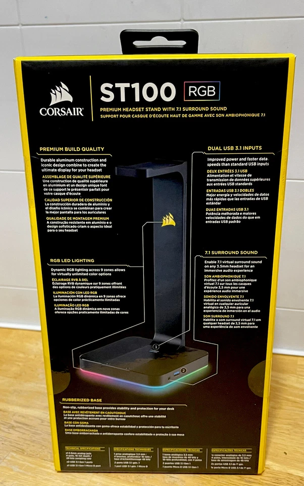 ST100 Corsair RGB Premium Headset Stand with 7.1 Surround Sound - Image 3 of 4