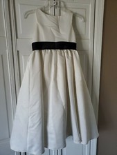 Eden Bridals Flower Girl Dress Ivory W/ Black Sash Size 8