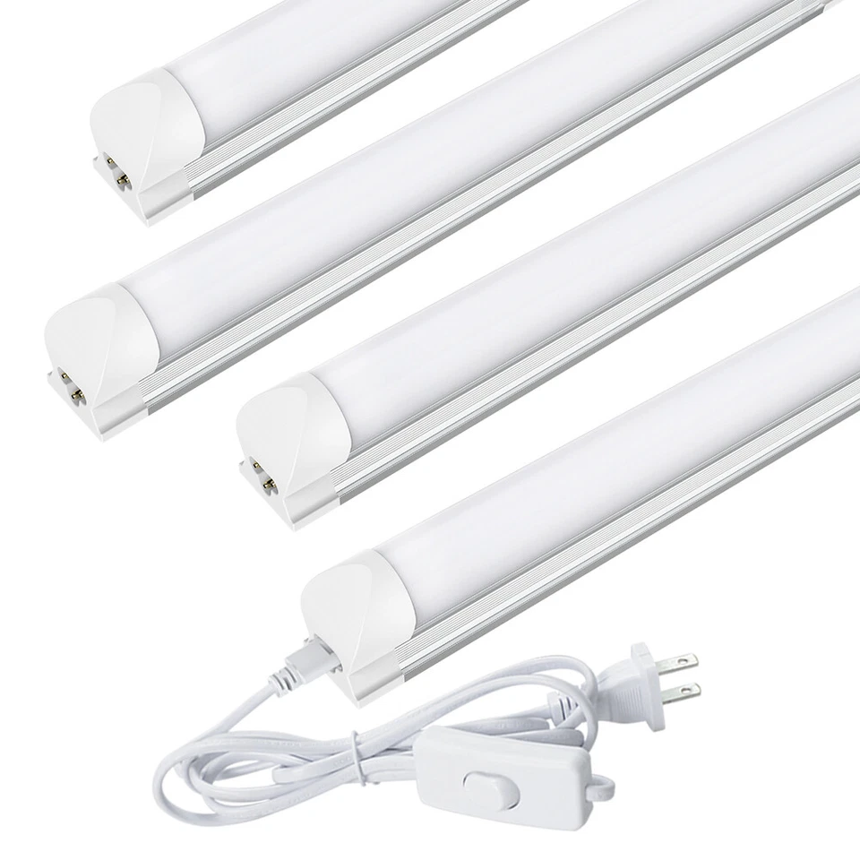 4pcs 2FT LED Shop Lights T8 20W LED Tube Garage Light Fixtures Cabinet Closet 2' - Image 2 of 4