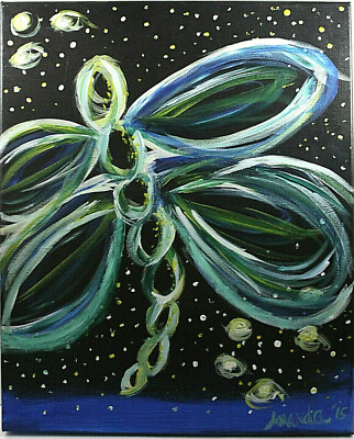 Dragonfly Painting On Canvas Original Signed Amanda 2015 16'' x 20'' approx