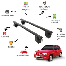 Bare Roof Rack Cross Bars Set for NISSAN Micra / March K11 5 Door 92-03 Black