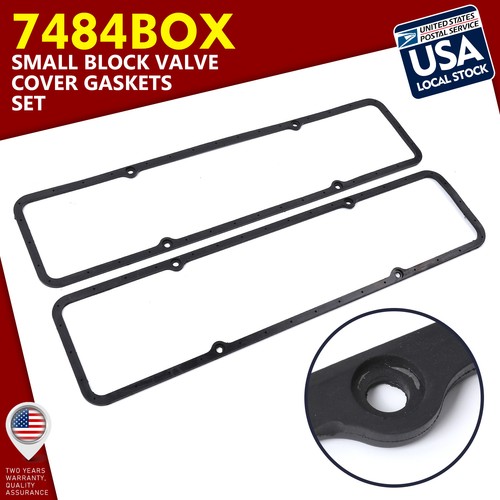 MGT Reusable Valve Cover Gaskets For Small Block Chevy SBC 283-400, 3/16" Thick, Black Rubber/Steel, Pair 7484BOX