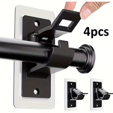 4pcs Curtain Rod Brackets No Drilling Self Adhesive Curtain Rod Holder Hooks PN