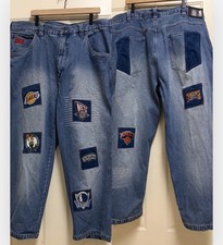 Vintage UNK NBA Teams SZ 44 X 30.5” Embroidered Basketball Patch Jeans Flawless