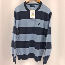 Nwt Nautica Mens Crewneck Sweater Medium Stripe Nautical Classic Preppy