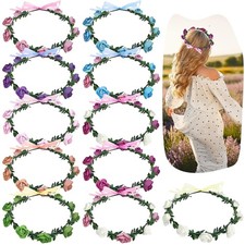 11 Pcs Multicolor Rose Flower Wreath Crown Headband Garland Headpiece for Mus...