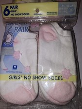 New Gildan 6 Pair Girls Socks No Show Size 9-2.5