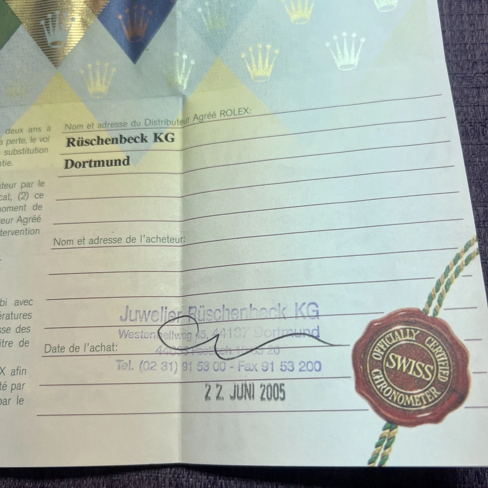 Rolex Certificado Garantía Garantía Rolex Day-Date 18946/K59xxxx Foto 3 de 4