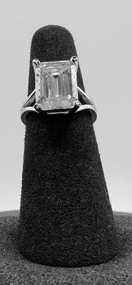 4 00 Ct Emerald Cut Moissanite Ring for Women Engagement 14K White Gold Over