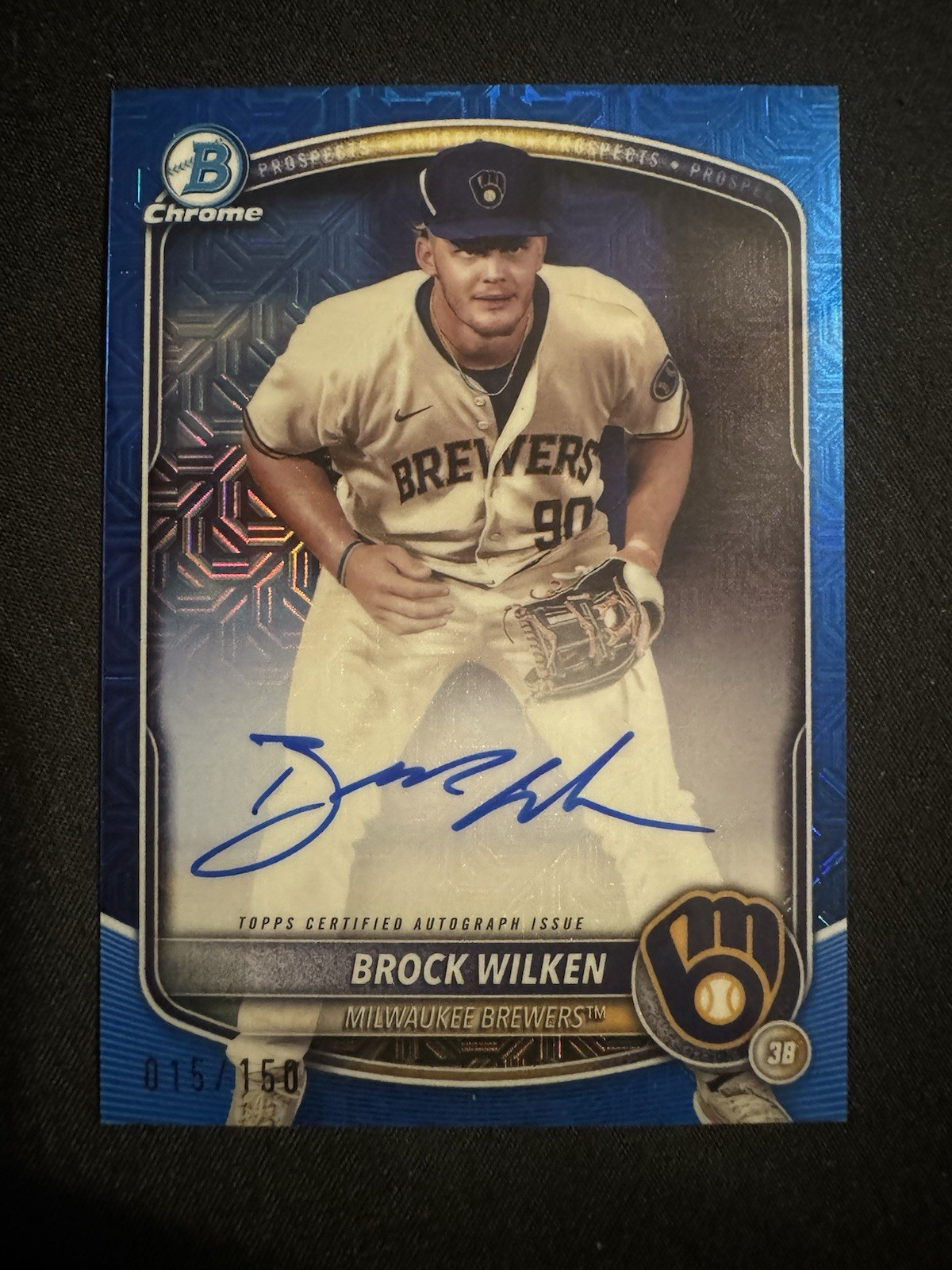2025 Bowman Chrome Baseball Brock Wilken Blue Mega Box Refractor Auto /150