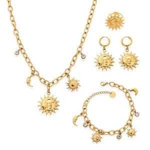 Authentic ThankZGo 18K Gold Plated Sun Moon Jewelry Set for Women
