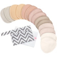 Washable Organic Nursing Pads - 14 Reusable Breastfeeding Pads Wash Bag, Soft
