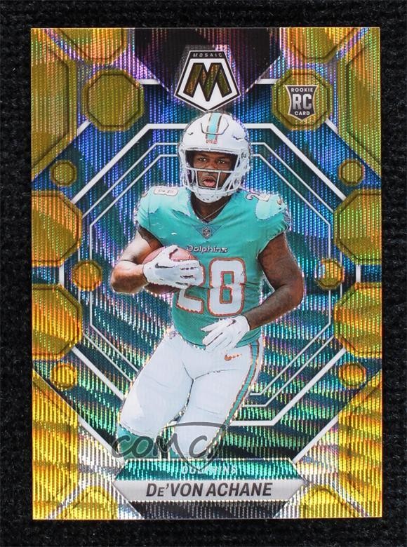 2023 Panini Mosaic Rookies Gold Wave Mosaic Prizm 1/17 De'Von Achane #312 lz7