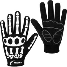 Halloween Skeleton Cycling Gloves Full Finger Non-Slip Palm for Motorcycle Bike
