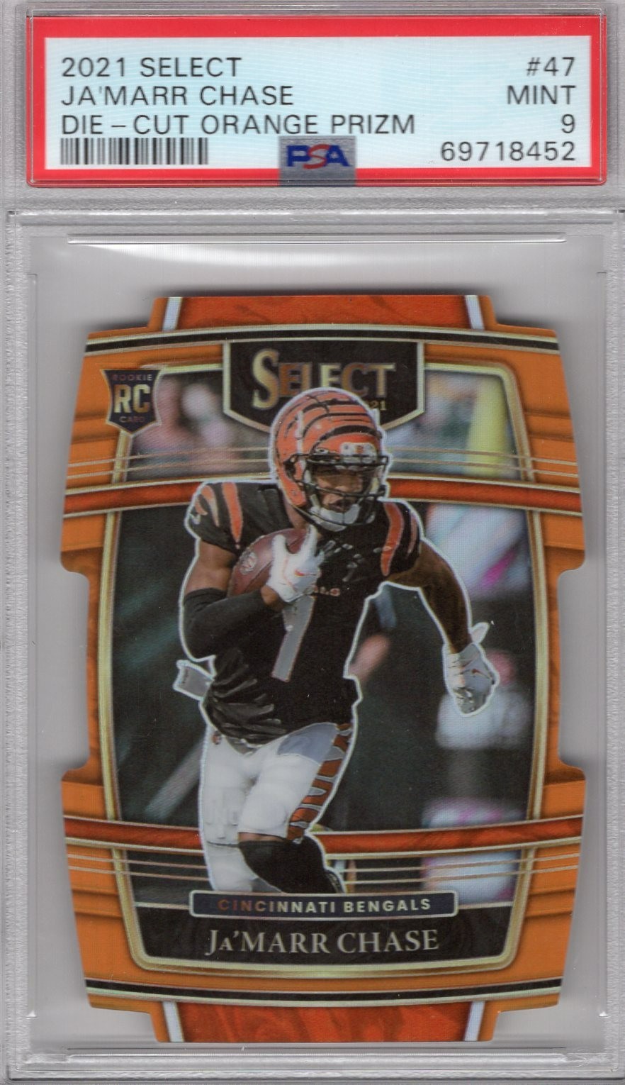 Ja’Marr Chase 2021 Select Concourse Die-Cut Orange Prizm #’d/249 PSA 9 GEM MINT
