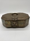 Vintage Octagon Hinged Lockable Trinket Lock Box