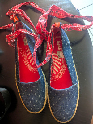 Keds Damen Halbschuhe Schnürschuhe Denim Blau/Rot Bandana gepolstert EU 38