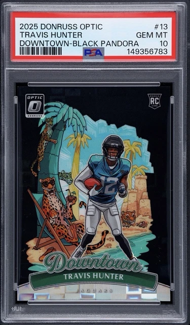 2025 TRAVIS HUNTER Black Pandora DOWNTOWN /25 RC #13 PSA 10 Jags Rookie Pop 7 🔥