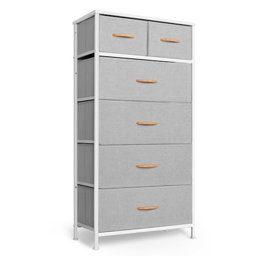 Tall Dresser for Bedroom, Vertical Storage Organizer Tower with 6 Drawers,