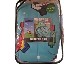 Kid  s Twin Minecraft Bed in a Bag, 5 Piece set, Colorful And Fun