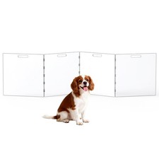 Clear Acrylic Dog Gate, Freestanding Pet Gate for Doorways Indoor, Foldable A...