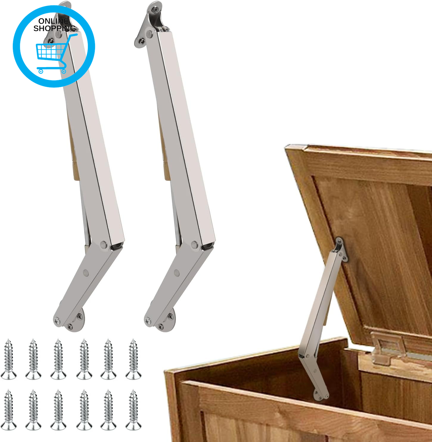 2 Pack | 20KG Gas Strut Spring Hinges for Heavy Lids to Keep Stay, Slow down and