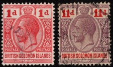 BRITISH SOLOMON ISLANDS 1913 KGV 1D AND 11D USED