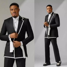 Formal Men Suits Tuxedo Notch Lapel Double Breasted Party Business Wedding Work